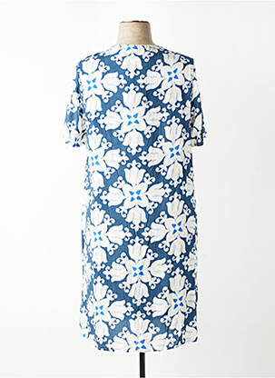 Rochie midi imprimeu floral mâneci scurte albastru SIGNE NATURE femeie