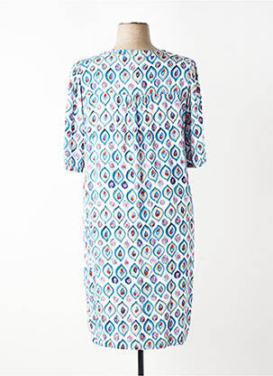 Rochie midi imprimeu fantezie mâneci scurte albastru SIGNE NATURE femeie