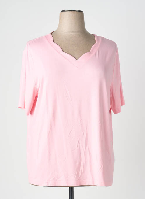 Tricou guler în v mâneci scurte roz FRANK WALDER femme