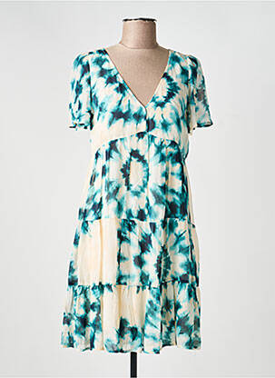 Rochie scurtă croială evazată mâneci scurte verde GRACE & MILA femme
