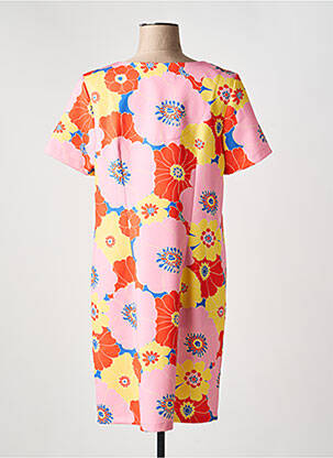 Rochie midi imprimeu fantezie mâneci scurte roz HIPPOCAMPE femeie