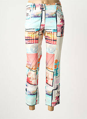 Pantalon 7/8 țesătură poplin albastru QUATTRO femeie