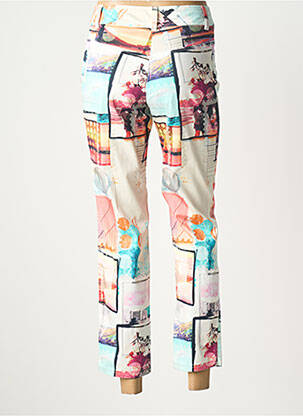 Pantalon 7/8 țesătură poplin albastru QUATTRO femeie