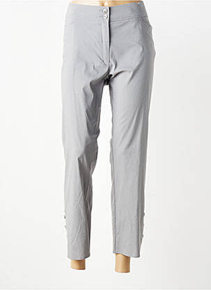 Pantalon 7/8 închidere cu fermoar sub clapetă cu nasturi gri QUATTRO femeie