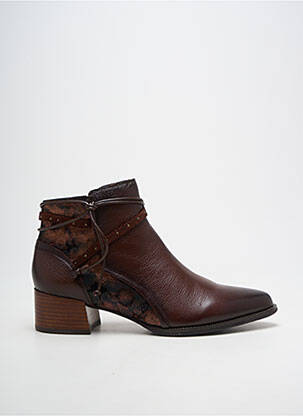 Botine/ghete material neted toc de 4 la 6 cm maro FUGITIVE BY FRANCESCO ROSSI femeie
