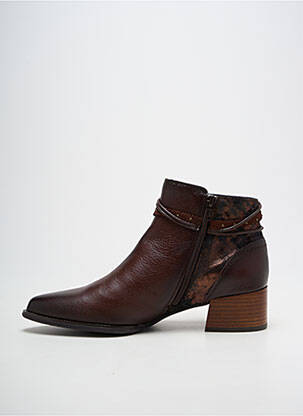 Botine/ghete material neted toc de 4 la 6 cm maro FUGITIVE BY FRANCESCO ROSSI femeie