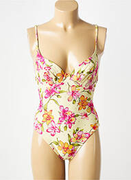 Costum de baie dintr-o singură piesă elasticitate sutien balconet cu decolteu înalt galben ROSE POMME femeie