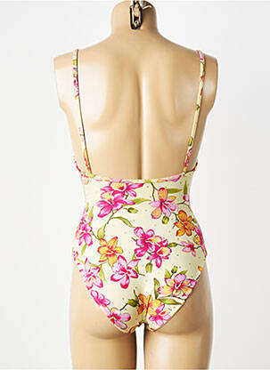 Costum de baie dintr-o singură piesă elasticitate sutien balconet cu decolteu înalt galben ROSE POMME femeie