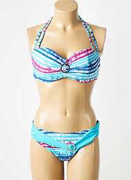 Costum de baie din două piese elasticitate top sutien modelat albastru ROSE POMME femeie
