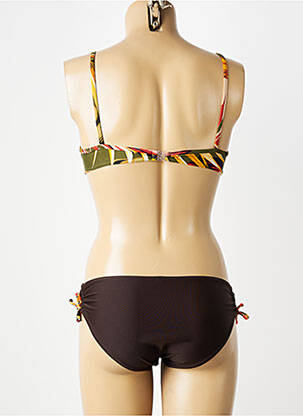Costum de baie din două piese elasticitate sutien balconet cu decolteu înalt maro ROSE POMME femeie