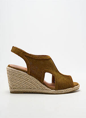 Espadrile vârf deschis toc de 7 la 9 cm maro EMILIE KARSTON femeie
