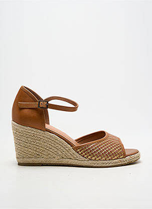 Espadrile închidere cu bride toc de 7 la 9 cm maro EMILIE KARSTON femeie
