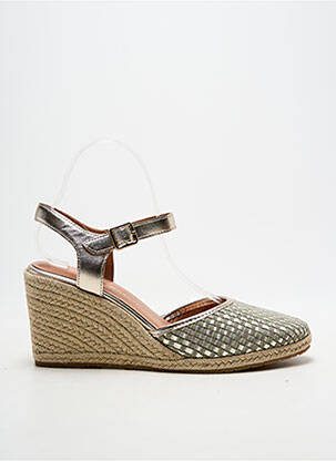 Espadrile țesătură satinată toc de 7 la 9 cm verde EMILIE KARSTON femeie