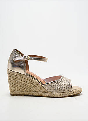 Espadrile țesătură satinată toc de 7 la 9 cm auriu EMILIE KARSTON femeie