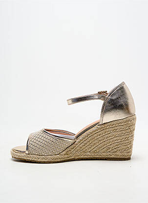 Espadrile țesătură satinată toc de 7 la 9 cm auriu EMILIE KARSTON femeie