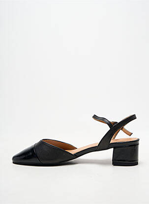 Sandale/pantofi decupați țesătură satinată toc de 4 la 6 cm negru EMILIE KARSTON femeie