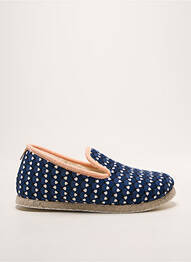 Papuci/pantofi de casă vârf rotund toc plat până la 3 cm albastru CHAUSSE MOUTON femme