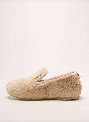 Papuci/pantofi de casă vârf rotund toc plat până la 3 cm bej CHAUSSE MOUTON femme