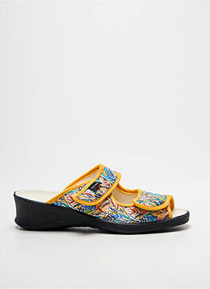 Papuci/pantofi de casă închidere cu arici toc de 4 la 6 cm galben FARGEOT femme