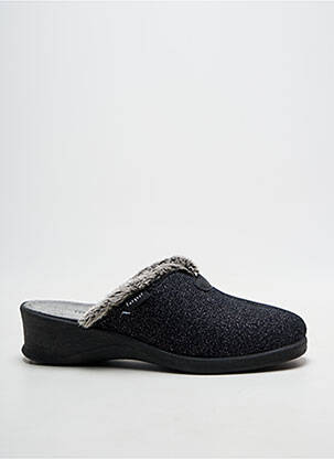 Papuci/pantofi de casă țesătură satinată toc de 4 la 6 cm negru FARGEOT femeie