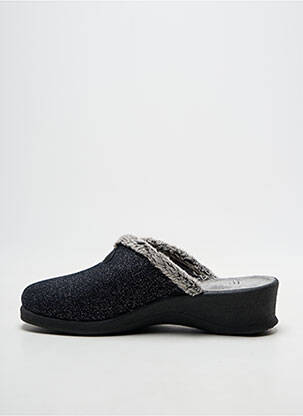Papuci/pantofi de casă țesătură satinată toc de 4 la 6 cm negru FARGEOT femeie
