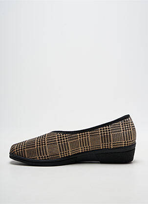 Papuci/pantofi de casă vârf rotund toc de 4 la 6 cm bej FARGEOT femeie