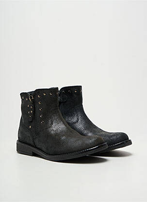 Botine/ghete țesătură satinată toc mic negru REQINS fată