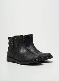 Botine/ghete țesătură satinată toc mic negru REQINS fată