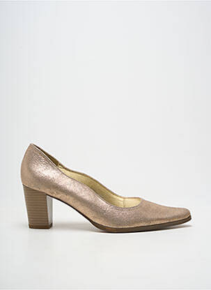 Pantofi cu toc țesătură satinată toc de 7 la 9 cm auriu SWEET femeie