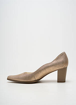 Pantofi cu toc țesătură satinată toc de 7 la 9 cm auriu SWEET femeie