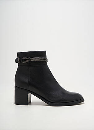 Botine/ghete țesătură satinată toc de 4 la 6 cm negru MAM'ZELLE femeie