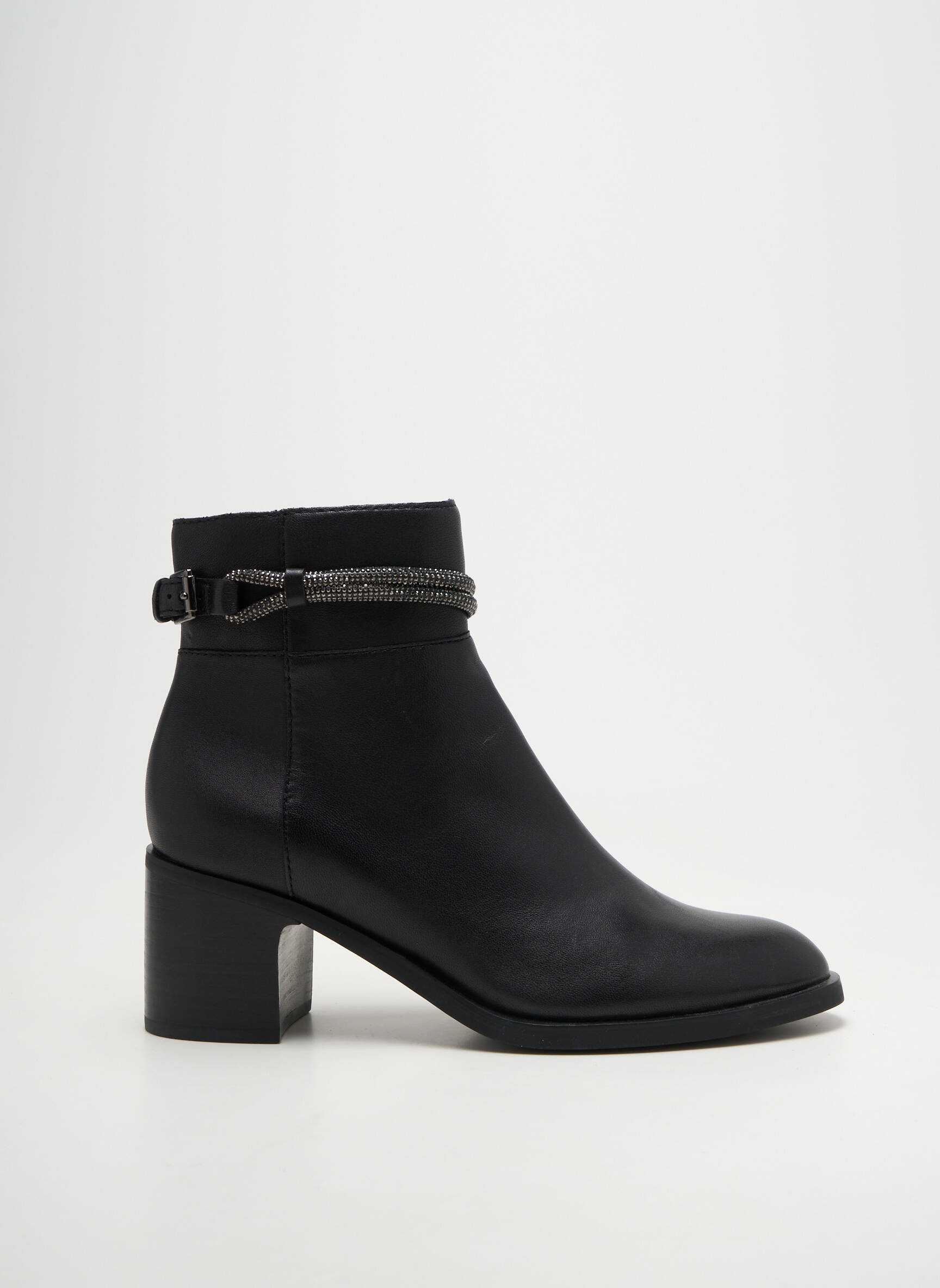 Botine/ghete țesătură satinată toc de 4 la 6 cm negru MAM'ZELLE femeie