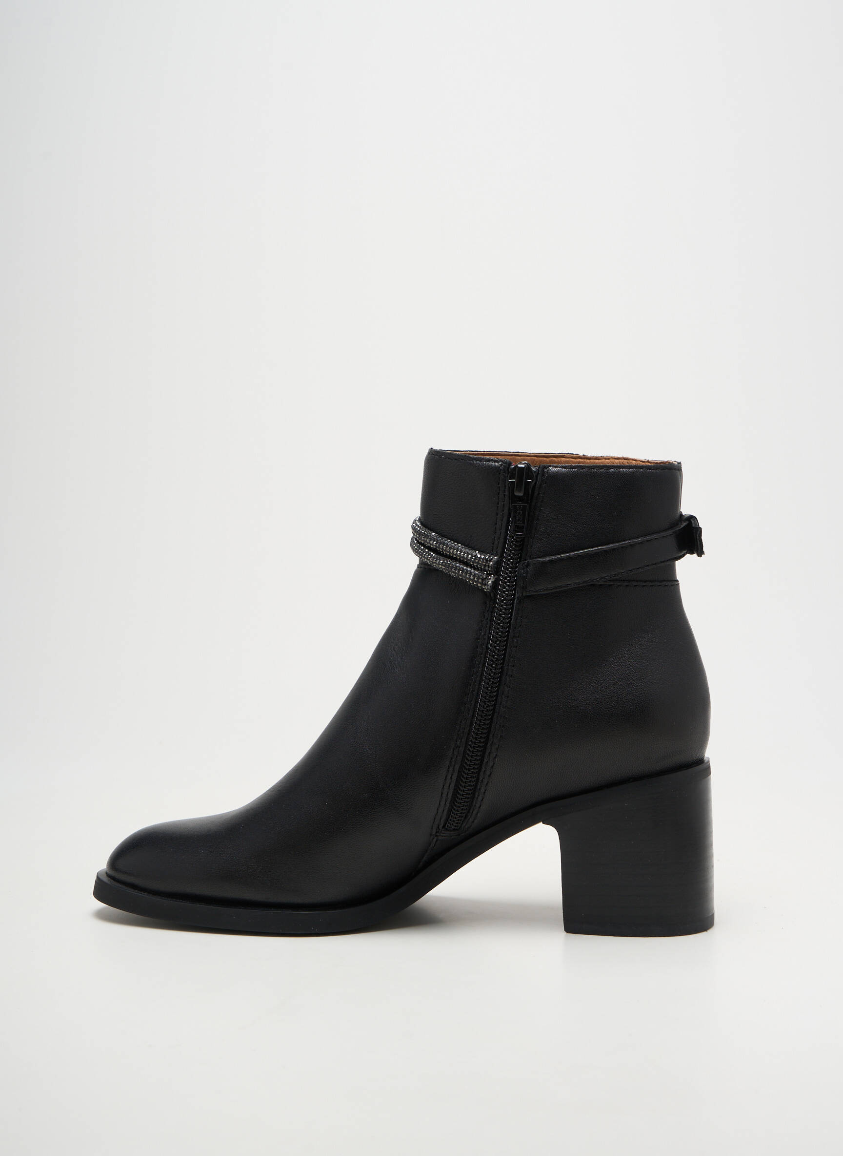 Botine/ghete țesătură satinată toc de 4 la 6 cm negru MAM'ZELLE femeie