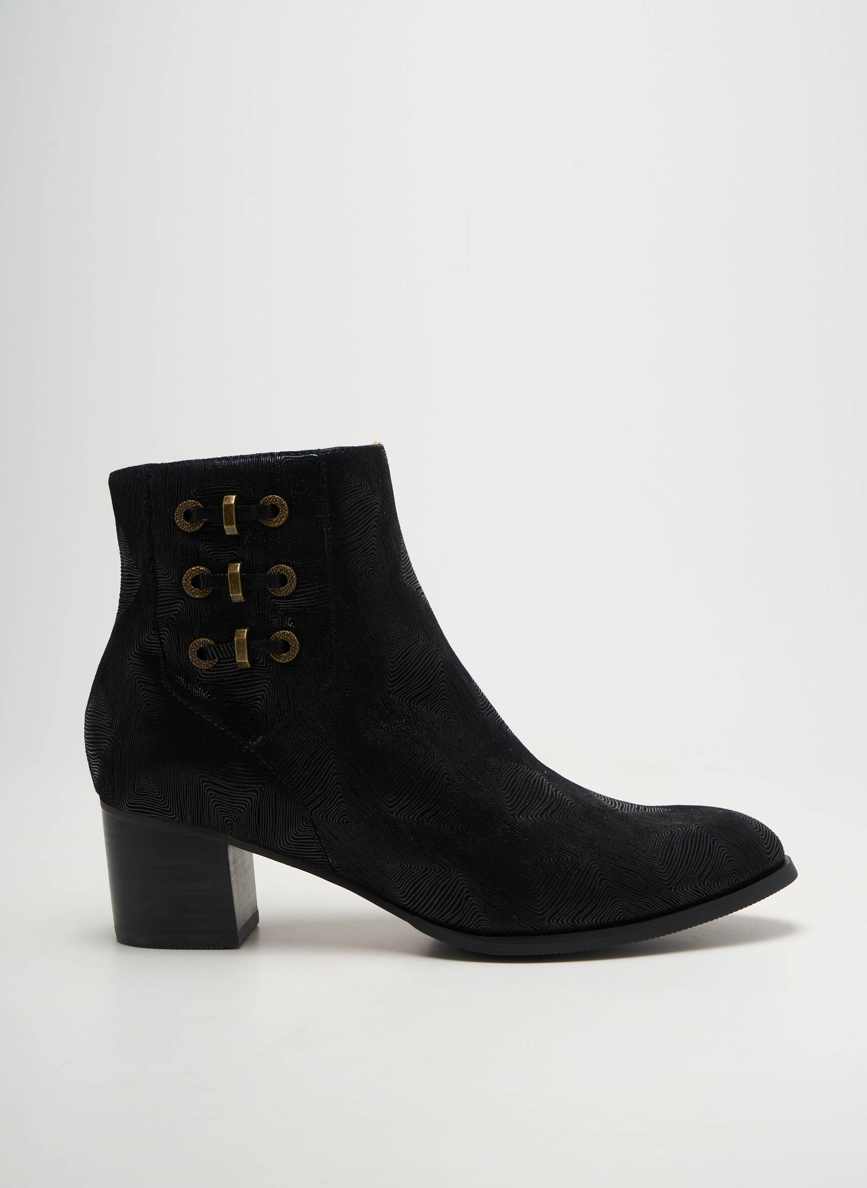 Botine/ghete țesătură satinată toc de 4 la 6 cm negru MAM'ZELLE femeie