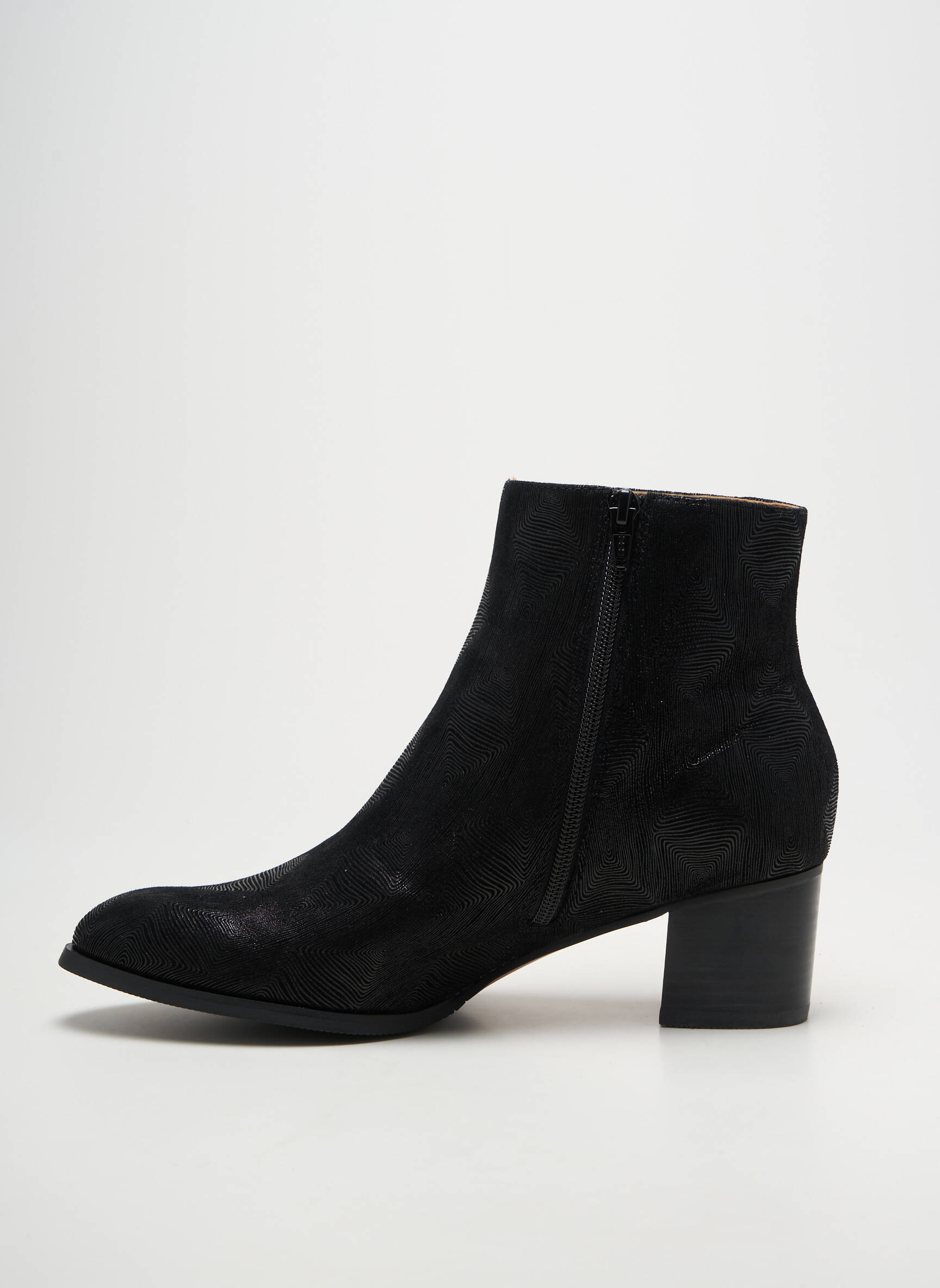 Botine/ghete țesătură satinată toc de 4 la 6 cm negru MAM'ZELLE femeie
