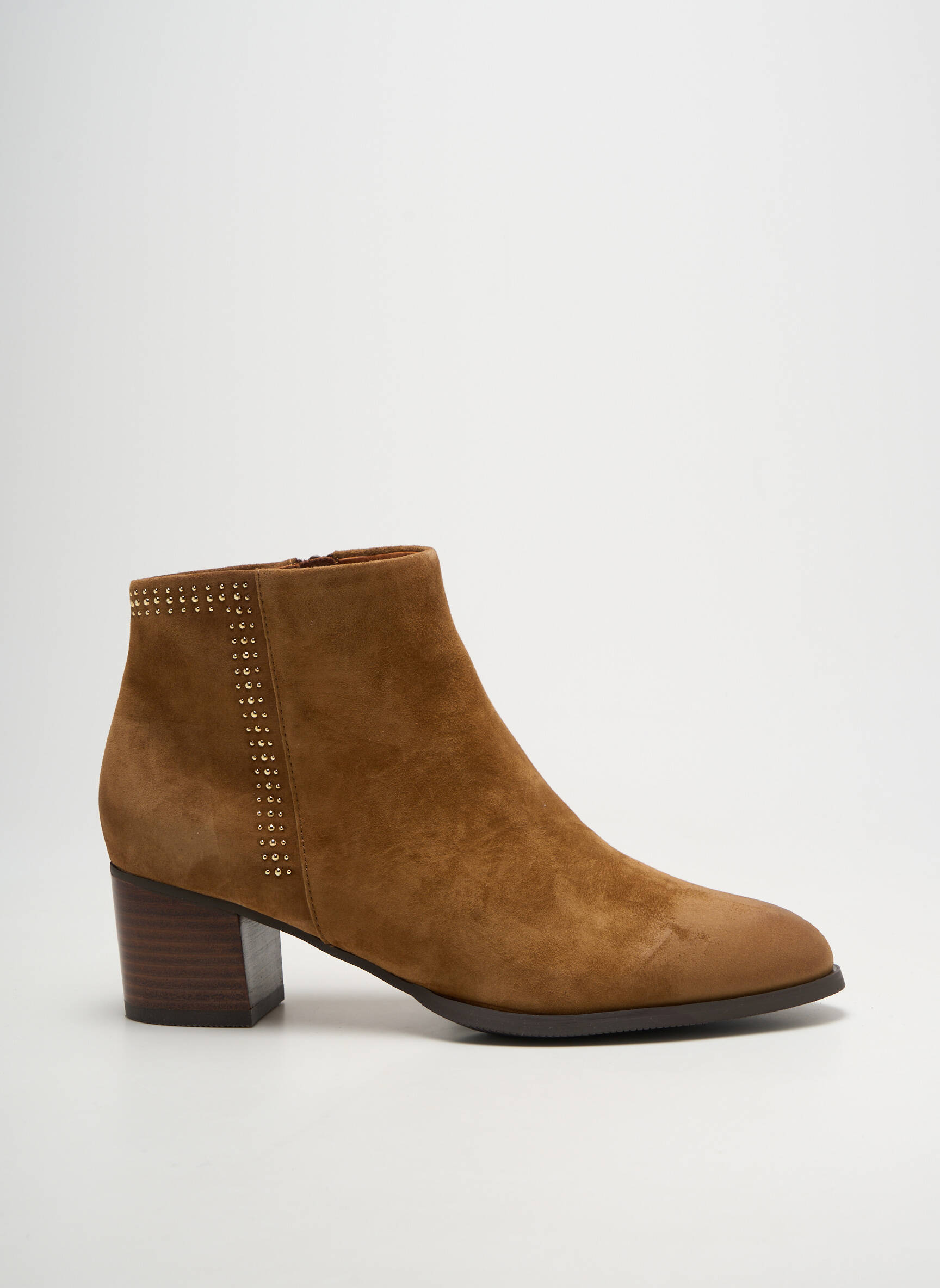 Botine/ghete țesătură satinată toc de 4 la 6 cm maro MAM'ZELLE femeie