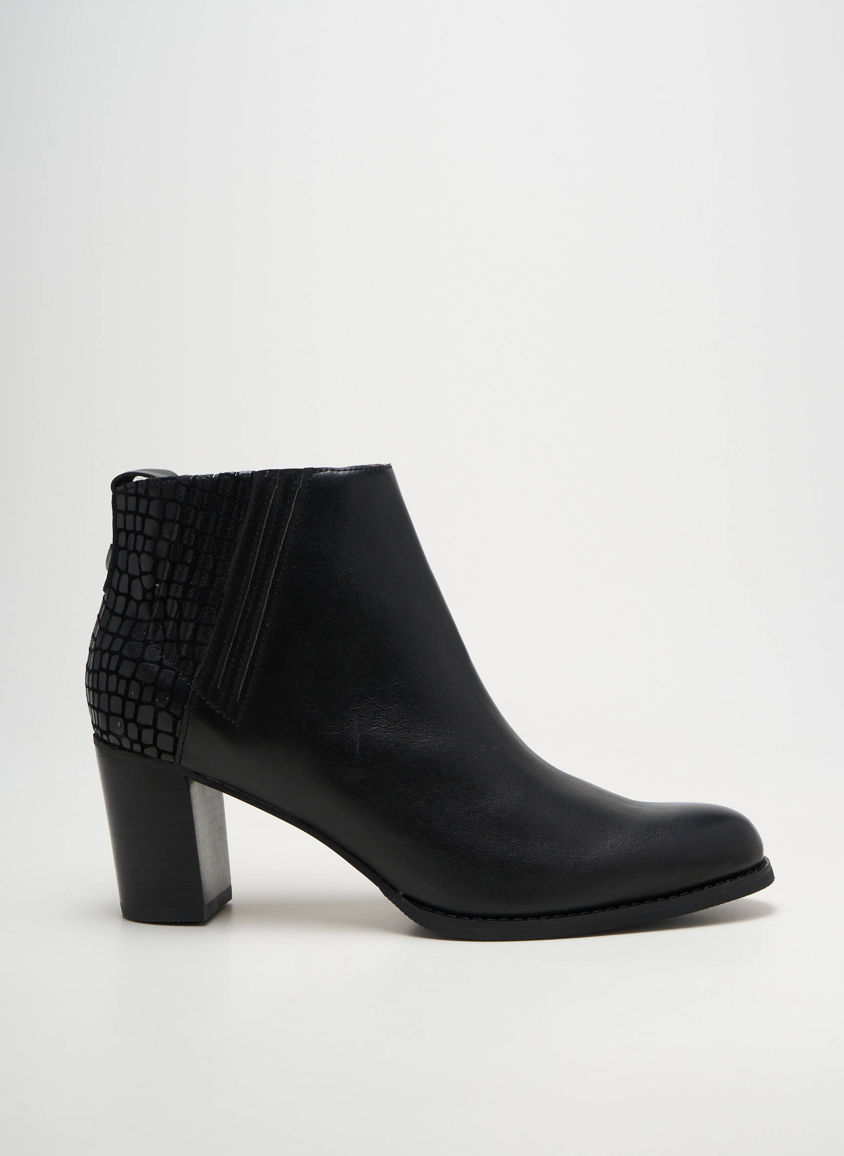 Botine/ghete țesătură satinată toc de 7 la 9 cm negru MAM'ZELLE femeie