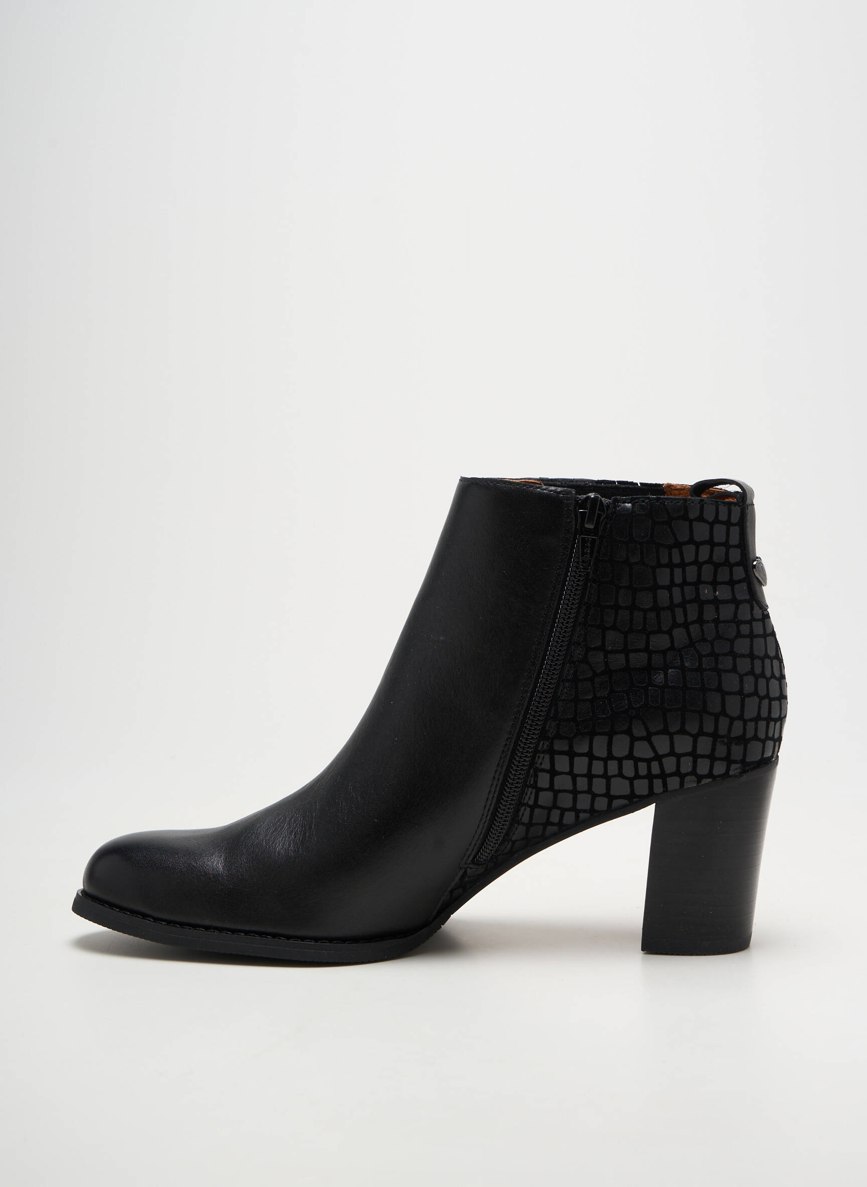 Botine/ghete țesătură satinată toc de 7 la 9 cm negru MAM'ZELLE femeie