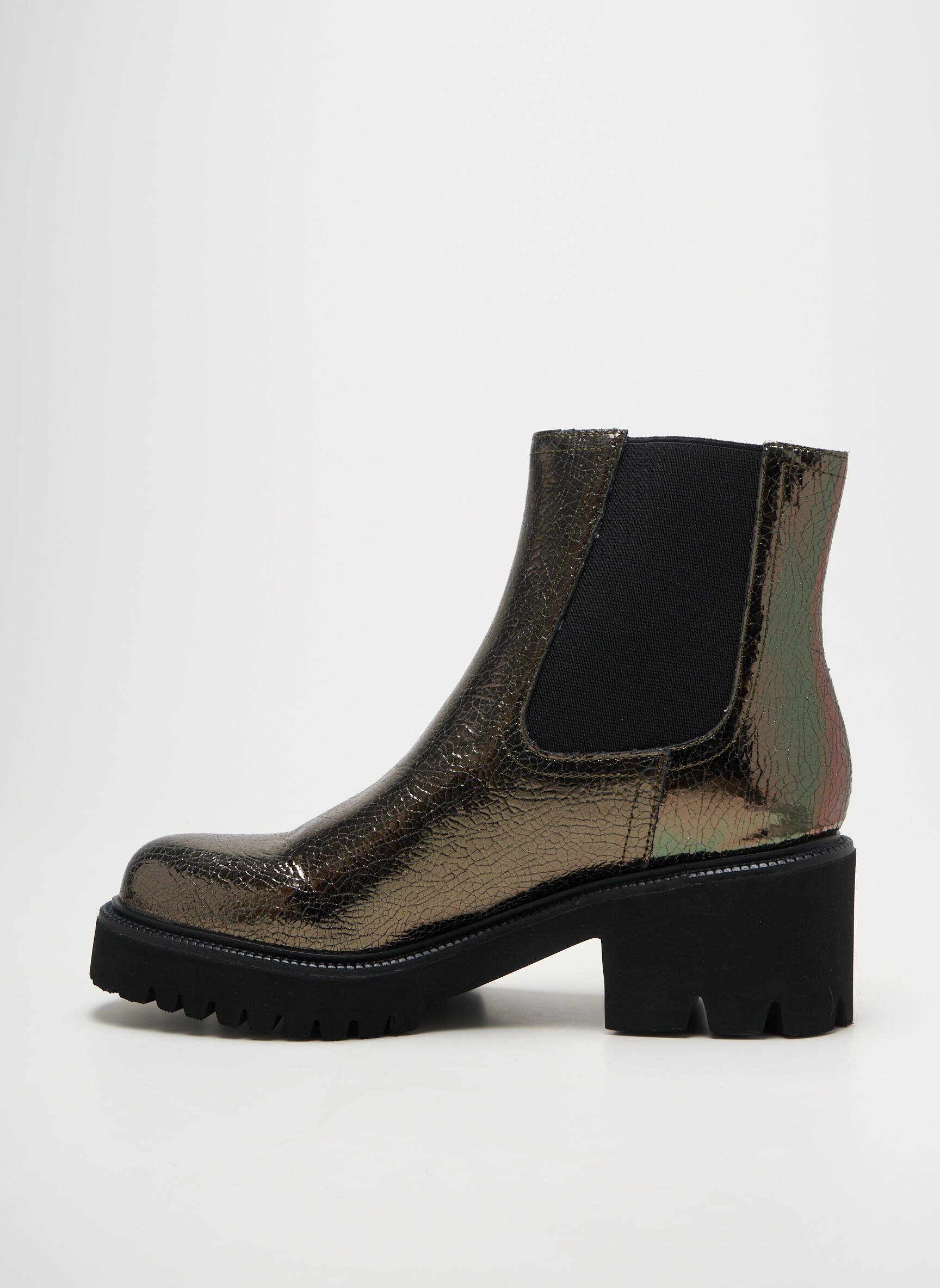 Botine/ghete țesătură satinată toc de 4 la 6 cm argintiu MAM'ZELLE femeie