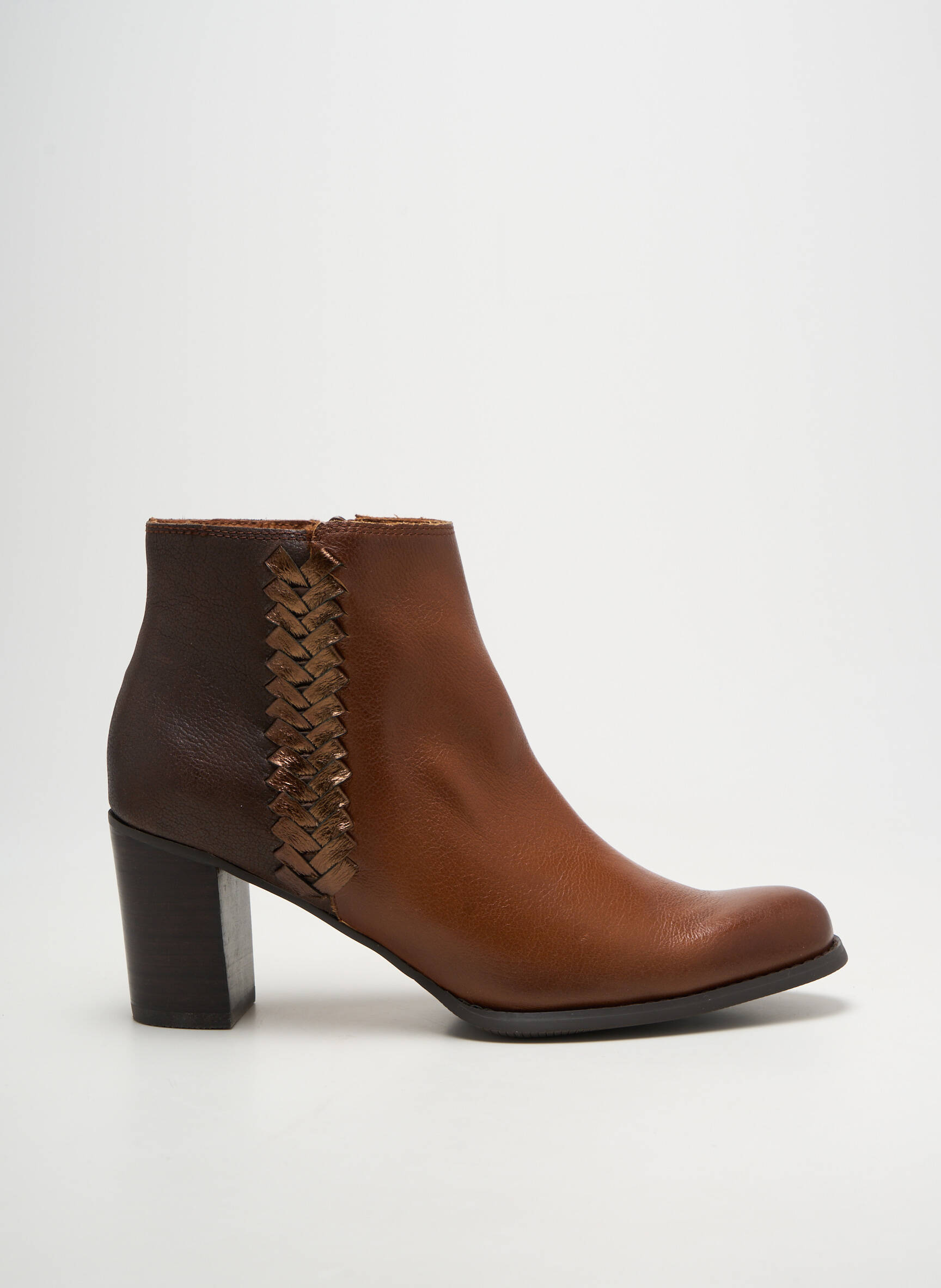 Botine/ghete țesătură satinată toc de 4 la 6 cm maro MAM'ZELLE femeie