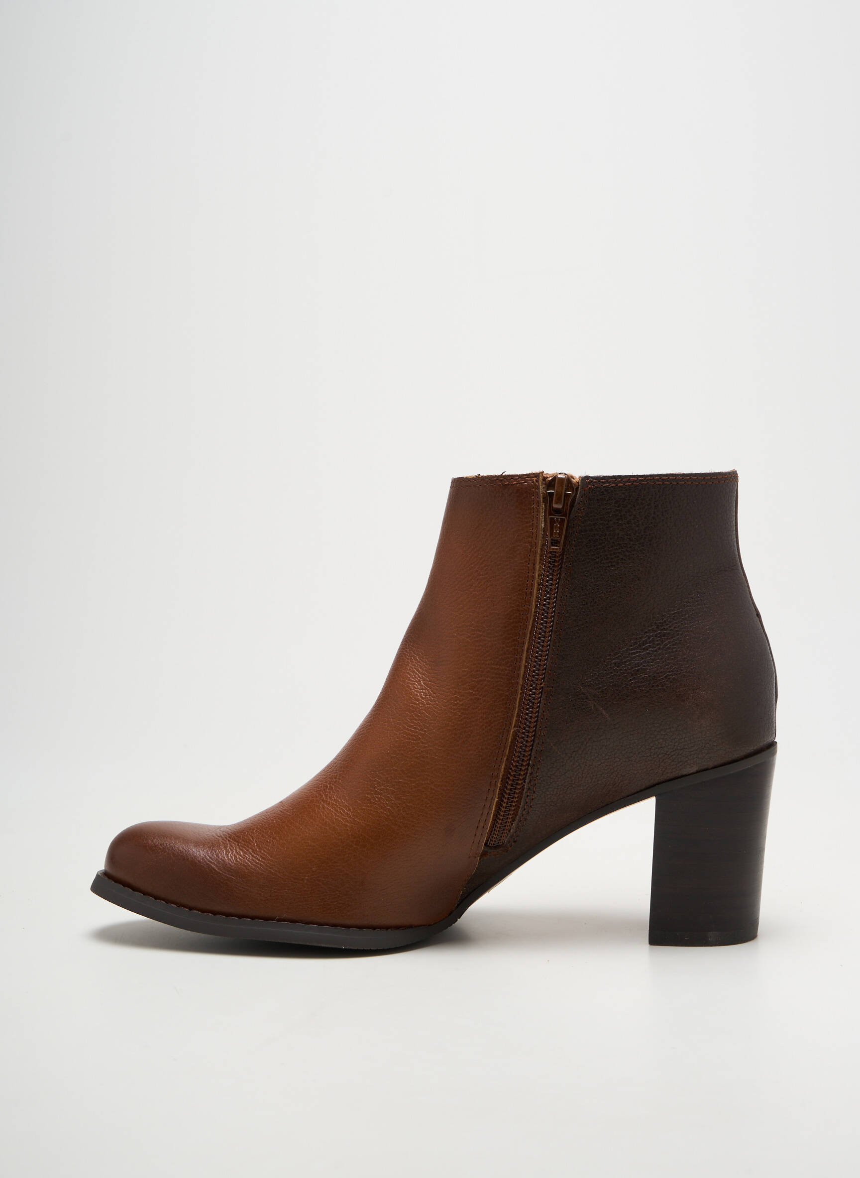 Botine/ghete țesătură satinată toc de 4 la 6 cm maro MAM'ZELLE femeie
