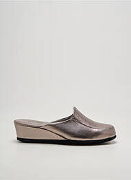 Papuci/pantofi de casă țesătură satinată toc de 4 la 6 cm argintiu HELLER femme