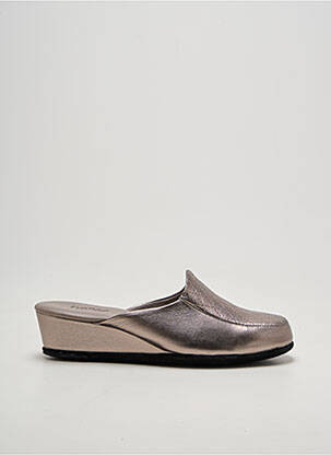 Papuci/pantofi de casă țesătură satinată toc de 4 la 6 cm argintiu HELLER femme