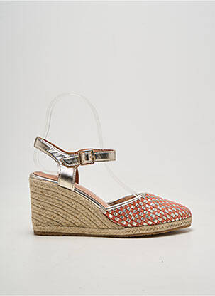 Espadrile țesătură satinată toc de 7 la 9 cm auriu EMILIE KARSTON femeie