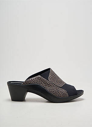 Mulete/saboți țesătură satinată toc de 4 la 6 cm negru ROMIKA femme