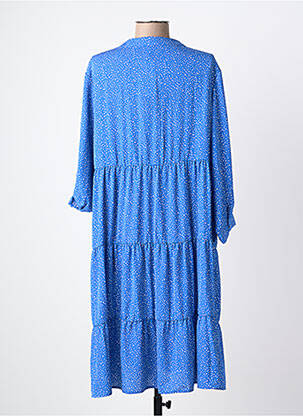 Rochie midi imprimeu fantezie mâneci lungi albastru WORLD FASHION femeie