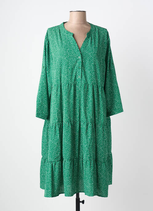 Rochie midi imprimeu fantezie mâneci lungi verde WORLD FASHION femme