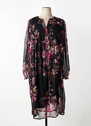 Rochie midi imprimeu floral mâneci lungi negru ZHENZI femeie