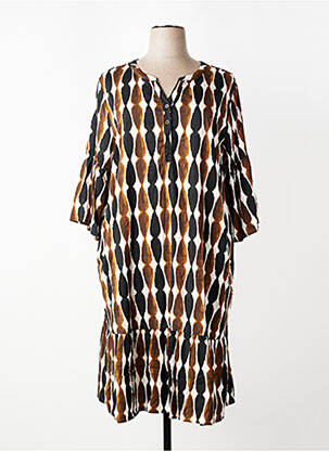 Rochie midi mâneci 3/4 mâneci 3/4 maro ZHENZI femeie