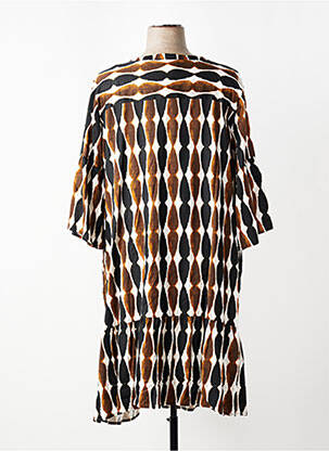Rochie midi mâneci 3/4 mâneci 3/4 maro ZHENZI femeie